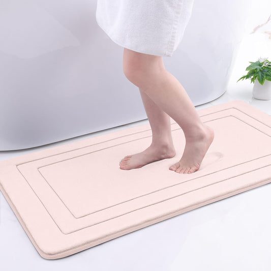 Arotive Memory Foam Bathroom Rug Mat 44x24, Ultra Soft and Absorbent Bath Mat, Machine Wash Dry, Comfortable Bath Rug Carpet for Bathroom Floor, Tub and Shower, Pink