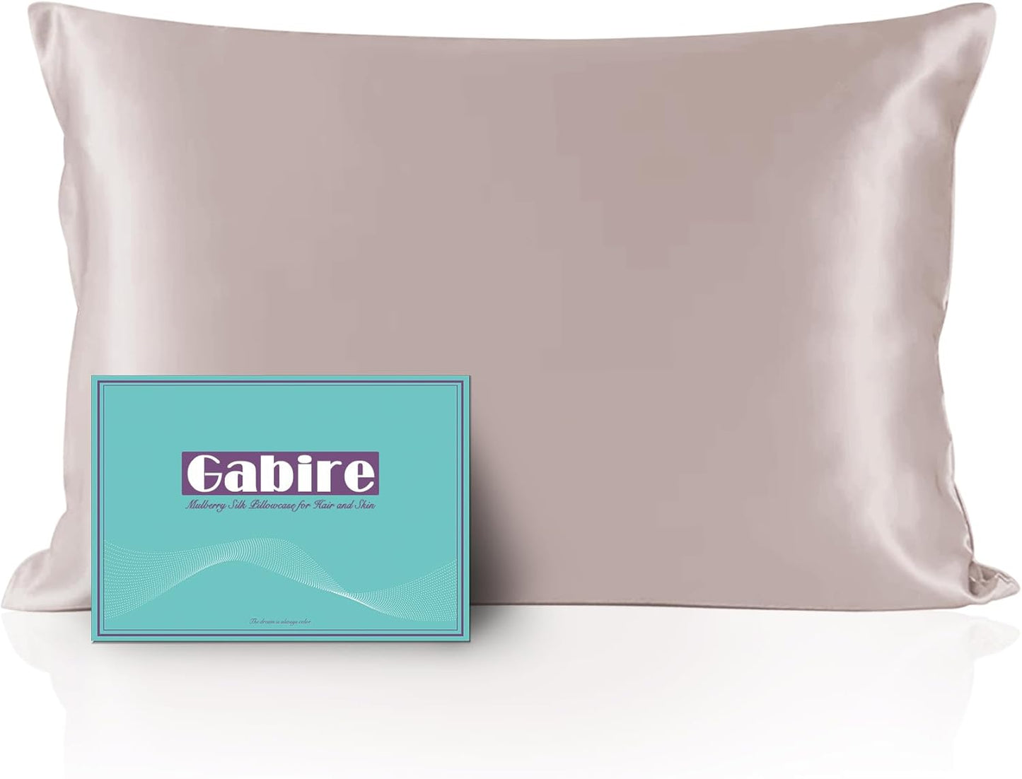 Mulberry Silk Pillowcase for Hair and Skin Prevent Acne Pillow Cases Both Sides Real Silk Pillowcases Organic Silk Pillowcase with Hidden Zipper, Apricot Grey, King (20"×36")