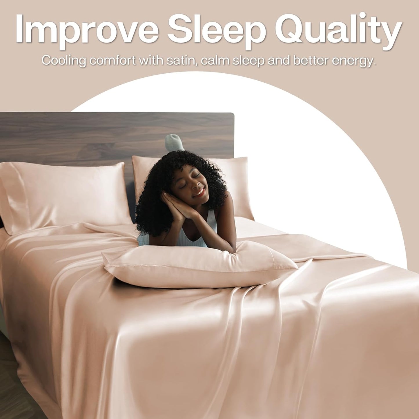 MR&HM Satin Pillowcase for Hair and Skin, Silk Satin Pillowcase 2 Pack, King Size Pillow Cases Set of 2, Silky Pillow Cover with Envelope Closure (20x36, Champagne)