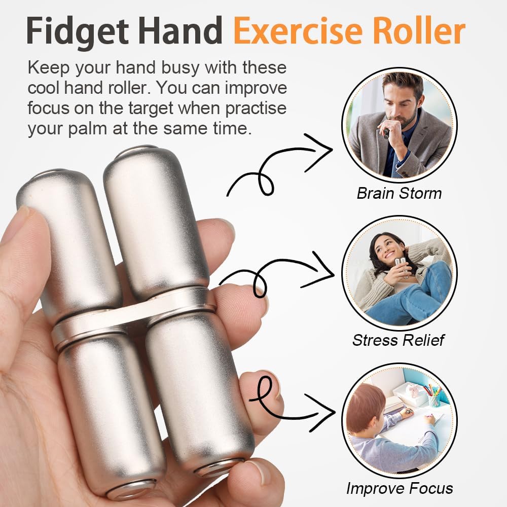 Fidget Roller for Kids Adults- Handheld Fidget Toy for Hand Recovery | Relieve Stress Anxiety, Promotes Focus | Tension, Hand Grip | Strengthener, Hand Speed Exercise | Trainer, Portable | Boredom