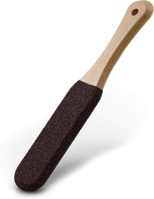 BEZOX Foot Pumice Stone Pedicure File(1 PCS) - Ergonomic Wooden Handle Foot File Callus Remover for Smoother Feet and Hands - Foot Scrubber, Heel Sander and Dead Skin Scraper - Brown