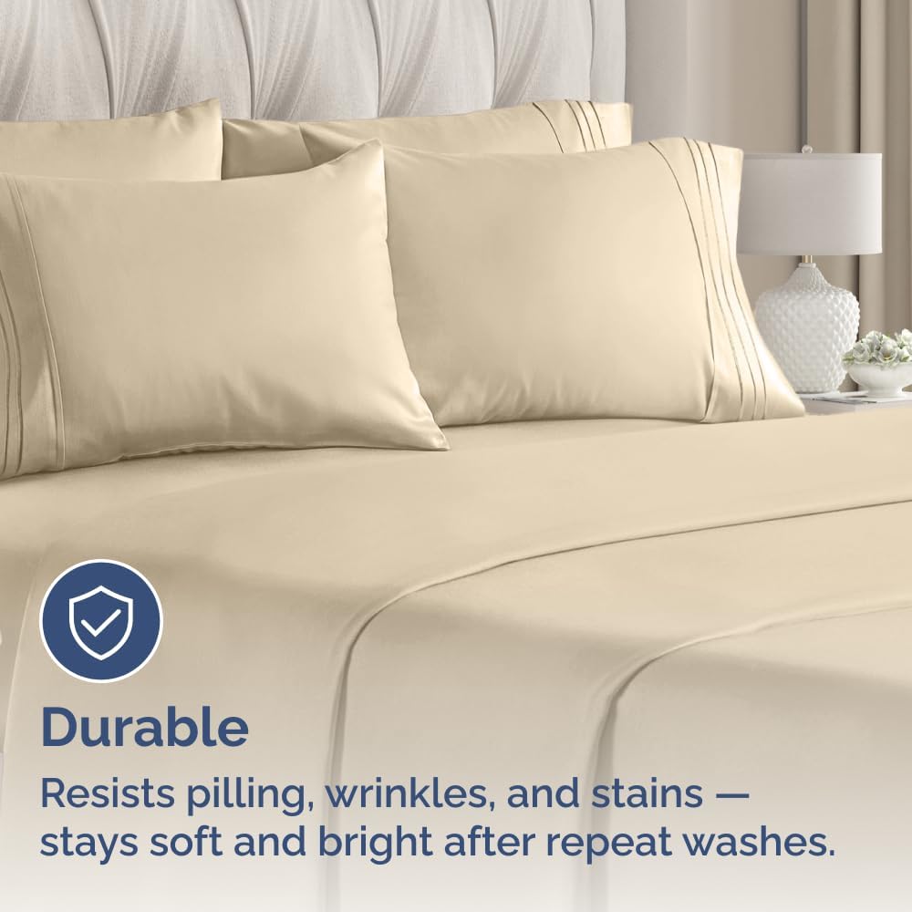 Standard Pillow Cases Set of 6 - Ultra Soft Hotel Quality Pillowcase Covers - Comfy, Cozy & Wrinkle Free - Shrink, Stain and Fade Resistant - Machine Washable Pillow Protectors - 6 Piece Set - Cream