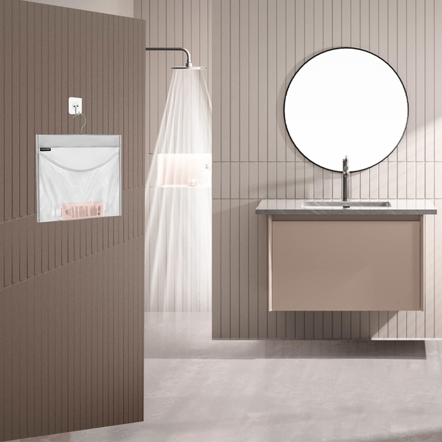 Mesh Shower Organizer Hanging Caddy Quick Dry Bathroom Storage for Toiletry Accessories with Rotating Hanger (1 Pocket)