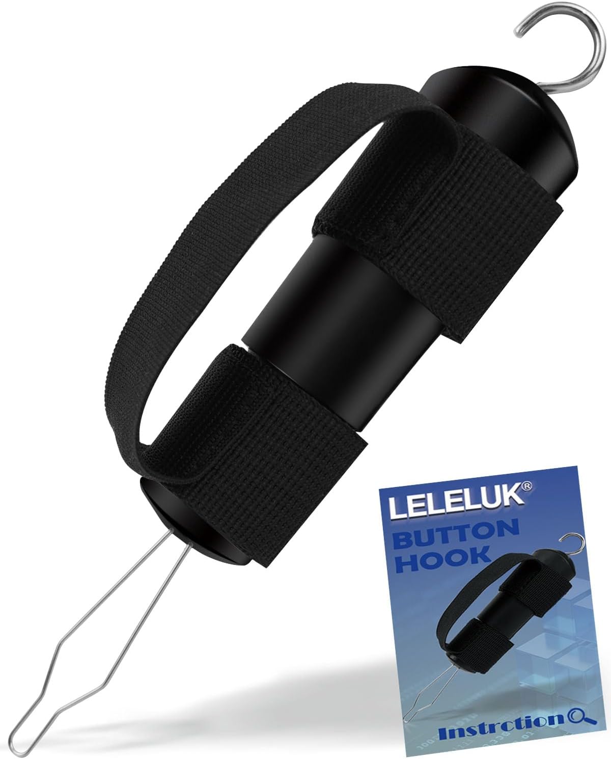 Button Hook and Zipper Pull with Strap for One-Handed Dressing - Adaptive Clothing Aid for Seniors, Disabled, Arthritis - Non-Slip Ergonomic Handle for Easy Buttoning - Portable Dressing Tool