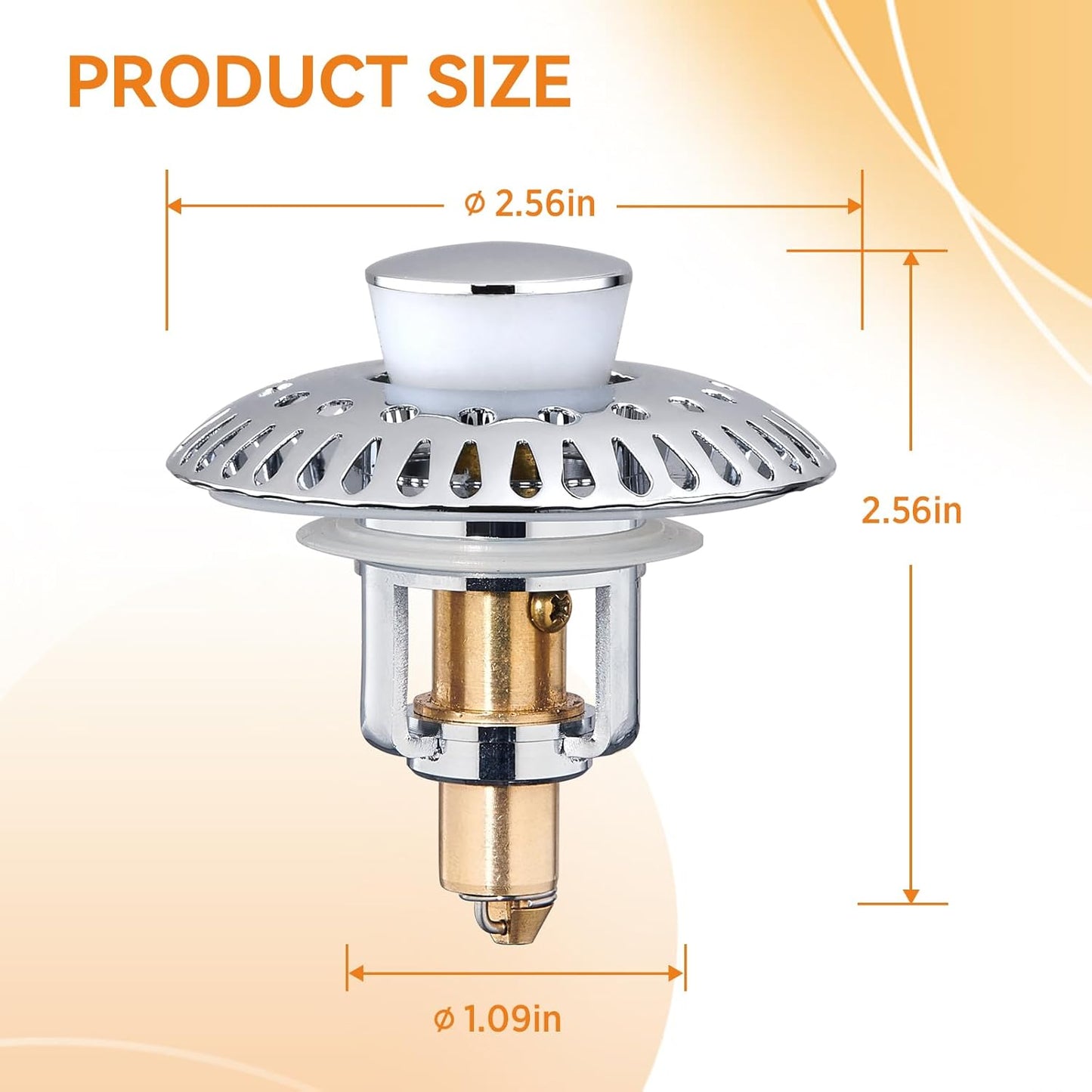 Bathroom Sink Stopper for 1.06"-1.65" Drain Holes, 2 in 1 Bath Sink Drain Strainer Stopper, Pop Up Drain Cover Plug with Hair Catcher, Stainless Steel (Chrome Silver-1p)