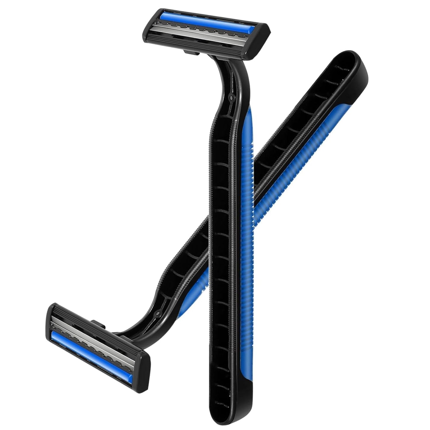 120 Pack Disposable Twin Blade Razors Individually Wrapped, Clear Safety Cap， Multipurpose Portable Shave Razor for Man Woman Bathing Hotel Travel (Blue)