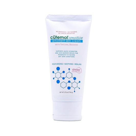 Cutemol Emollient Moisturizer for Sensitive Skin - Serious Moisturizing Cream for Damaged Skin Recovery - Fragrance Free Hydration for Cracked Hands & Feet, Eczema, Psoriasis & Dry Skin (2.75 oz)