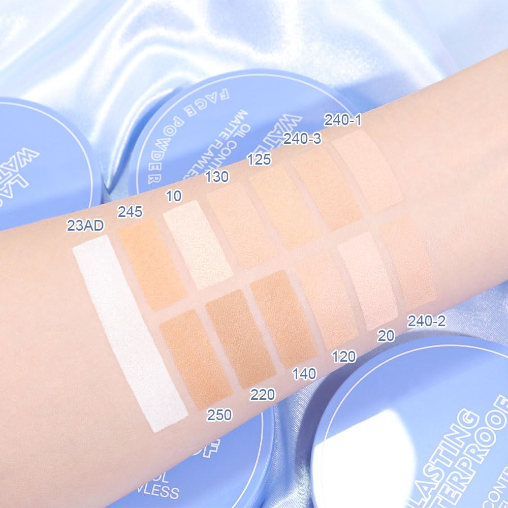 Oil Control Matte Perfection Face Powder Compact For Women, Matte Smooth Flawless Setting Powder Makeup, Polvo Compacto De Maquillaje, Waterproof Long Lasting, 0.35Oz, (23AD White, 1)