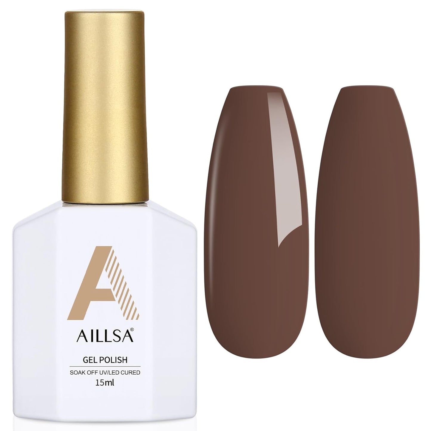 AILLSA Brown Gel Nail Polish Dark Chocolate Brown Gels Polish Fall Winter Color Nail Polish Natural Neutral High Gloss Soak Off U V Gel Nail Salon DIY Holiday Gifts 0.5 Fl Oz/GF07