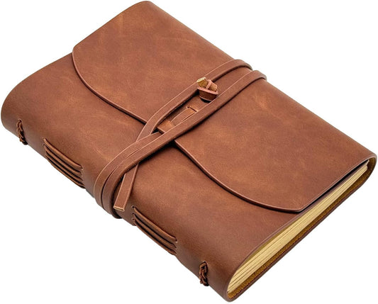 Dark Brown Notebook Journal - Leather Journaling for write A5 Size Diary 6.2x8.5 Inch,Notepad For Women,Man,Vintage,Gifts,Work,Traveler,Personal