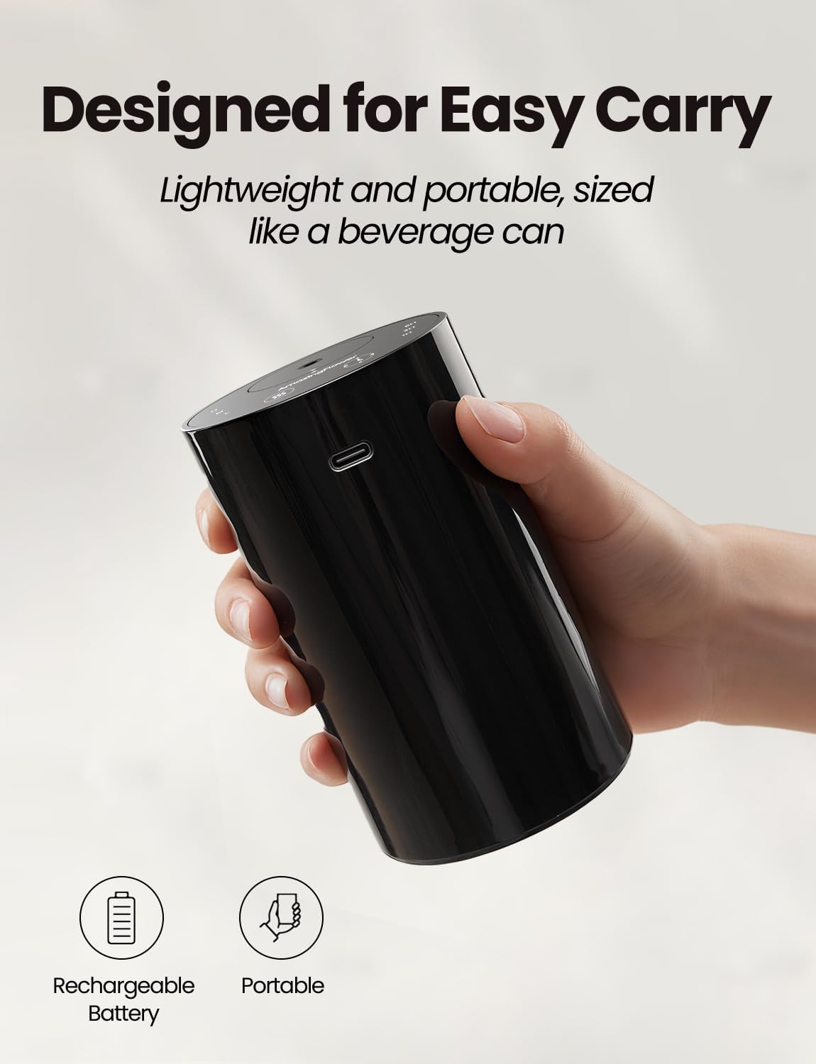 Waterless Essential Oil Diffuser, Portable Aromatherapy Diffuser with 20mL Capacity, Battery Operated Mini Scent Diffuser,3 Mist Levels & Timers, Leak-Free, for Home, Car, Office (Black 2 Pack)