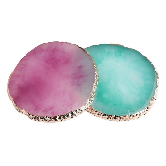 2 Pcs Resin Nail Art Palette, Nail Art Painting Palettes Gold Edge Nail Holder Nail Art Display Board