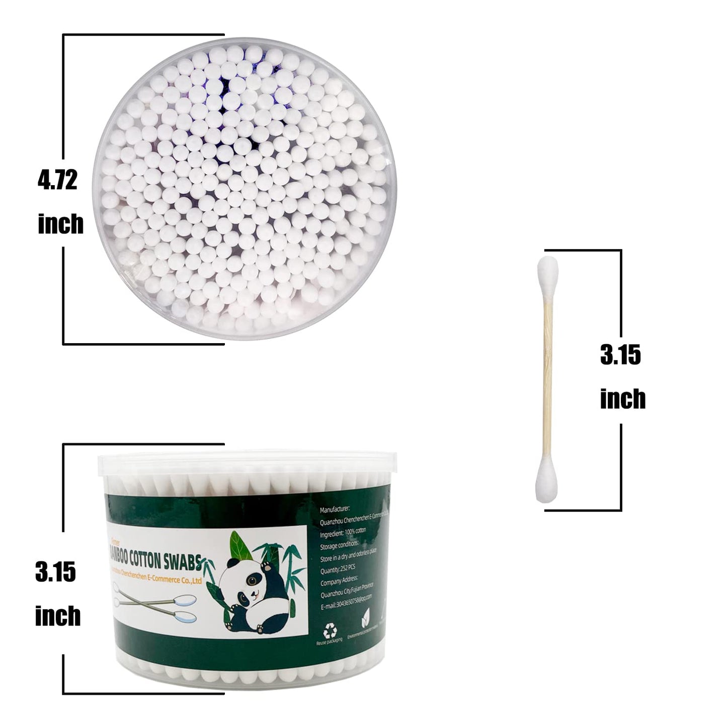 Thick Cotton Swabs,XL Size Natural Bamboo Cotton Buds,Organic Biodegradable, Large Double Tips Swabs, Extra Absorbent Cotton Swabs For Cleaning