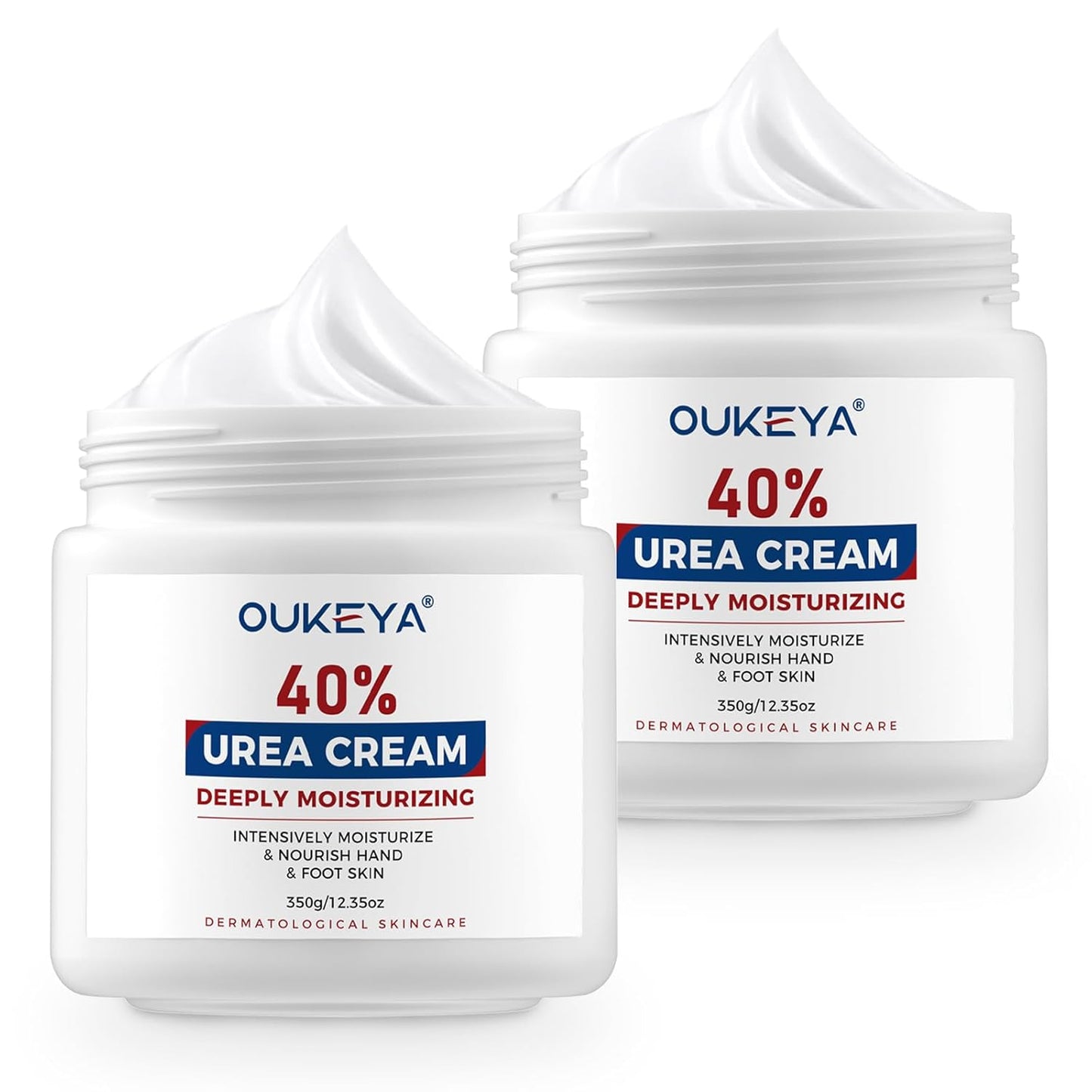 OUKEYA Urea Cream 40 Percent, Foot & Hand Cream for Dry Cracked, Urea Lotion for Feet Maximum Strength(12.35Oz X 2 Packs)