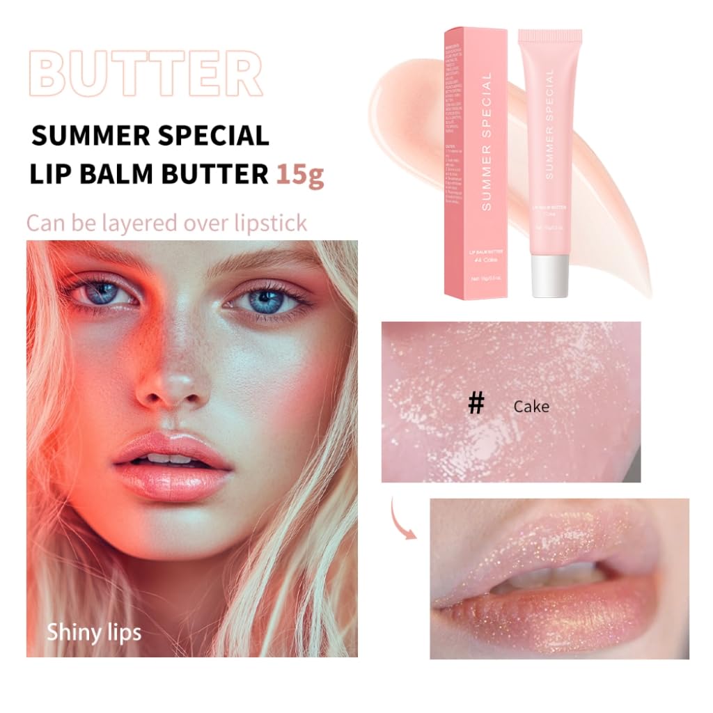 Summer Hydrating Lip Butter Balm Set - Ultra-Nourishing with Shea & Olive Butter，Soothes & Repairs Dry Lips, Non-Sticky Long-Lasting Moisture(Cake,Pack of 2)