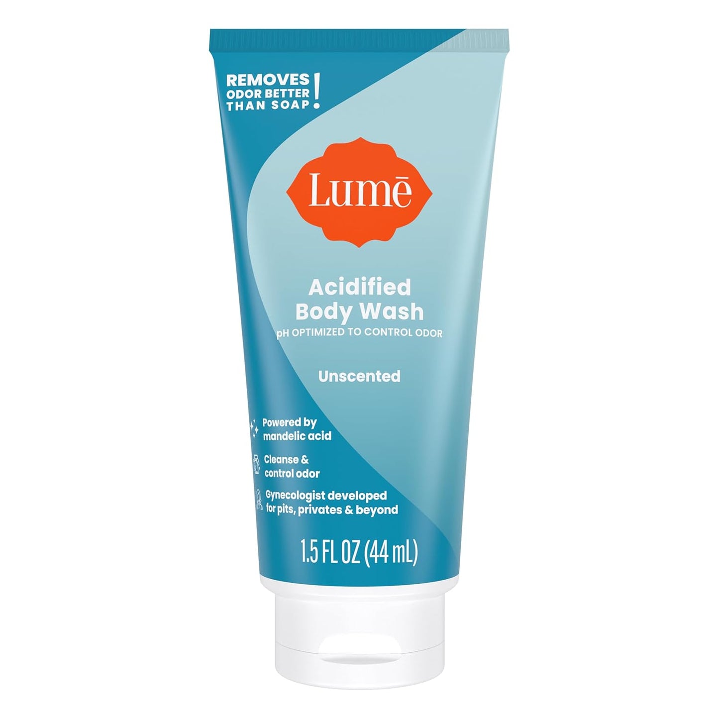 Lume Acidified Body Wash 5 Pack Minis - 24 Hour Odor Control - Moisturizing Formulated Without SLS & Parabens - 1.5 ounce Tubes (Clean Tangerine, Lavender Sage, Peony Rose, Toasted Coconut, Unscented)