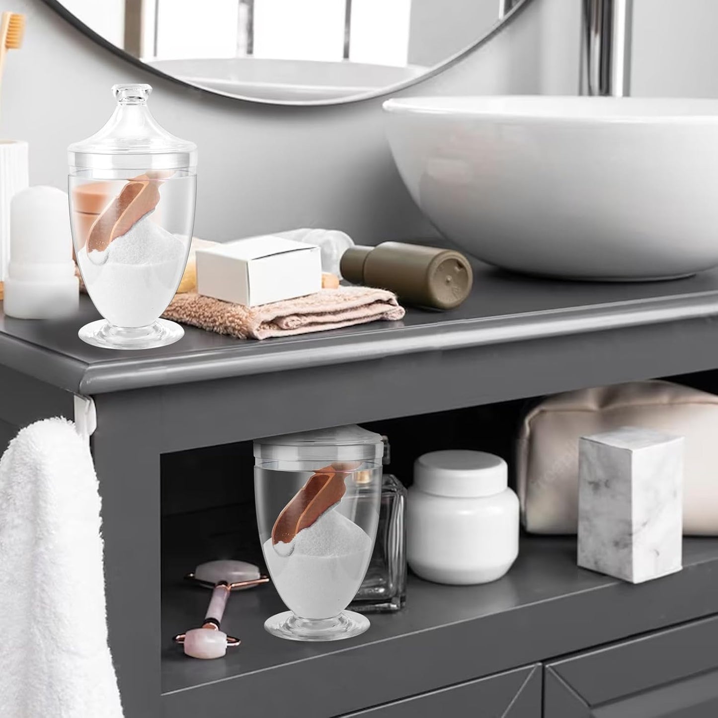 1000ML/33OZ Bath Salt Jar with Lid and Spoon Bath Salt Container Acrylic Salt Canister for Salt Sugar Cereal 4.8 * 9 Inch