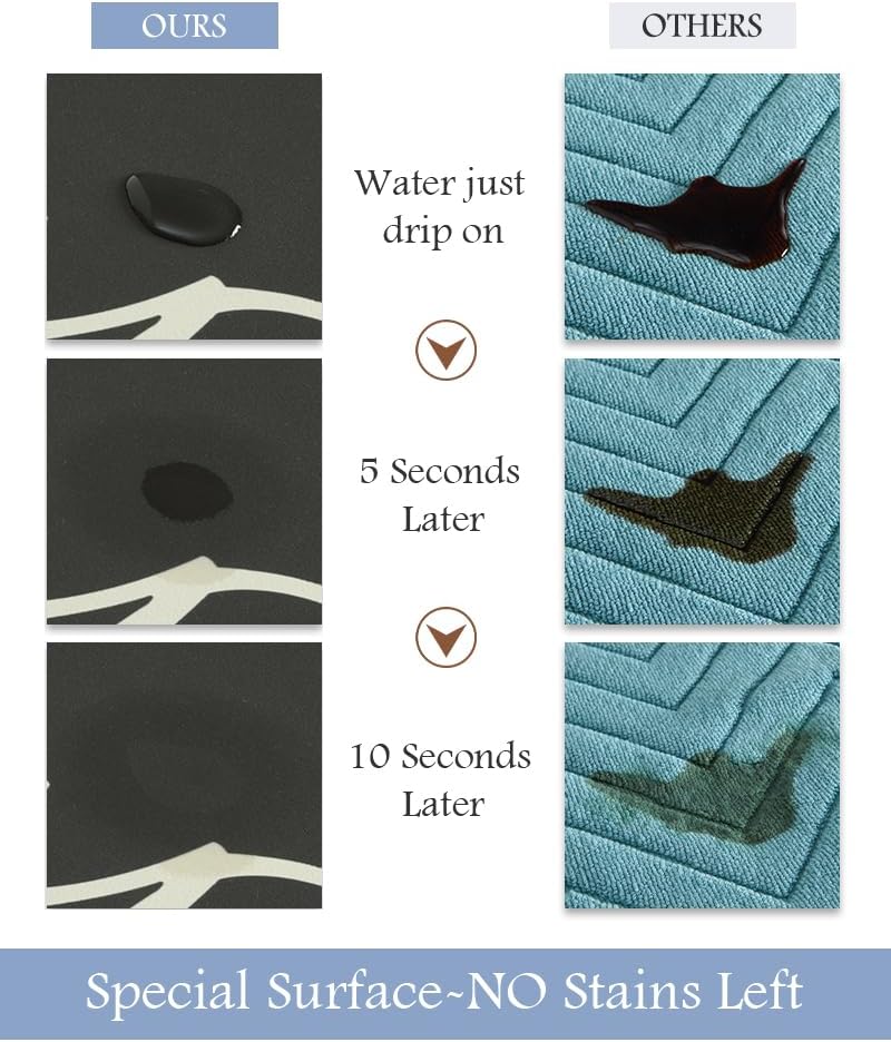 MontVoo-Bath Mat Rug Long Non Slip Super Absorbent Bathroom Runner Stain Resistant Quick Dry Thin Bathroom Mat Fit Under Door-17"x50",Black