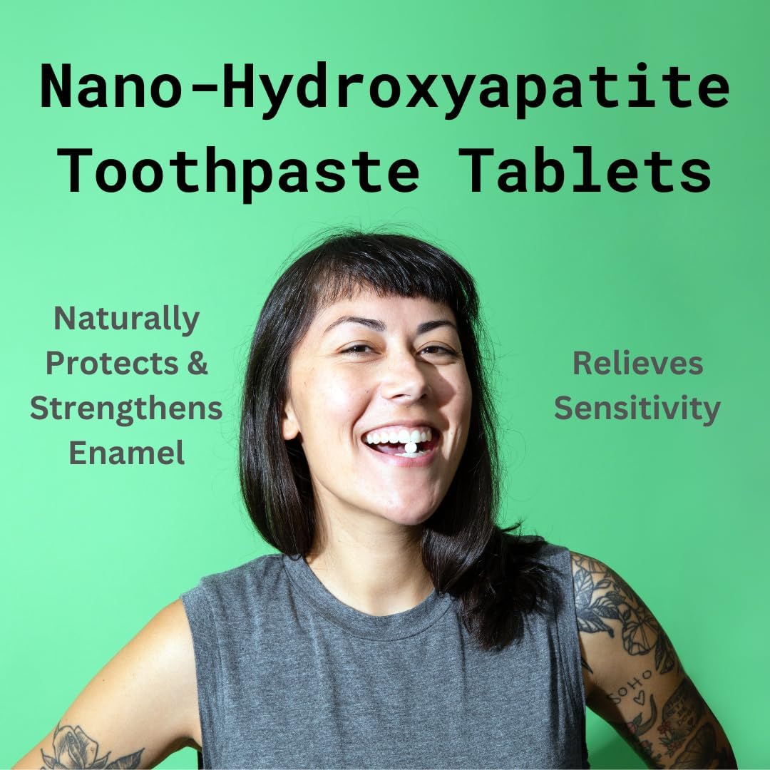 Canary Nano Hydroxyapatite Toothpaste Tablets Peppermint - Remineralizing, Fluoride Free, All Natural Tabs with Xylitol - Great for Travel, Plastic Free - 240 Count