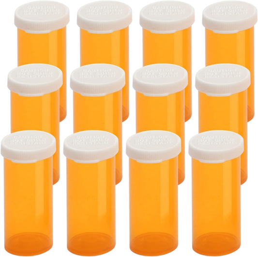 Empty Plastic Pill Bottles with Easy Open Snap Caps (Not Child Resistant), Prescription Medication Vials, Clear Containers, Pill Cases Dispenser Organizers (16 Dram, 12pcs)