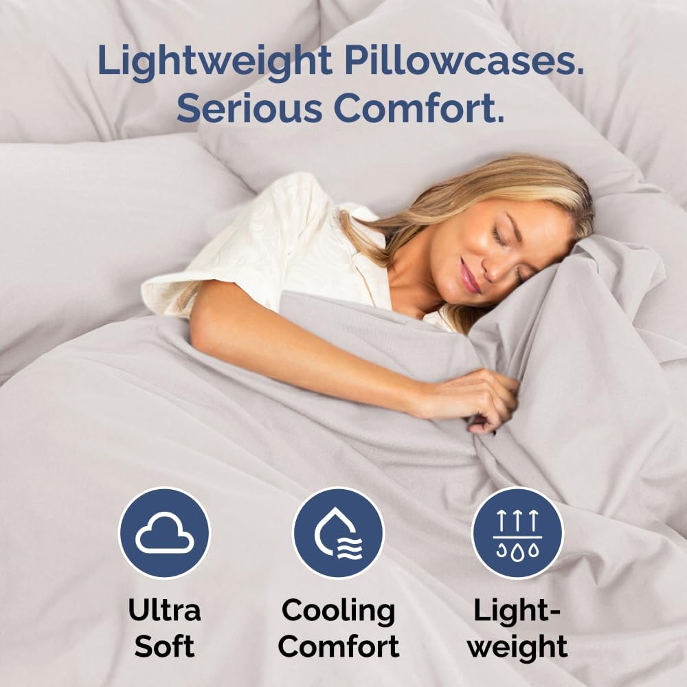 Queen Pillow Cases Set of 6 - Ultra Soft Hotel Quality Pillowcase Covers - Comfy, Cozy & Wrinkle Free - Shrink, Stain & Fade Resistant - Machine Washable Pillow Protectors - 6 Piece Set - Light Grey