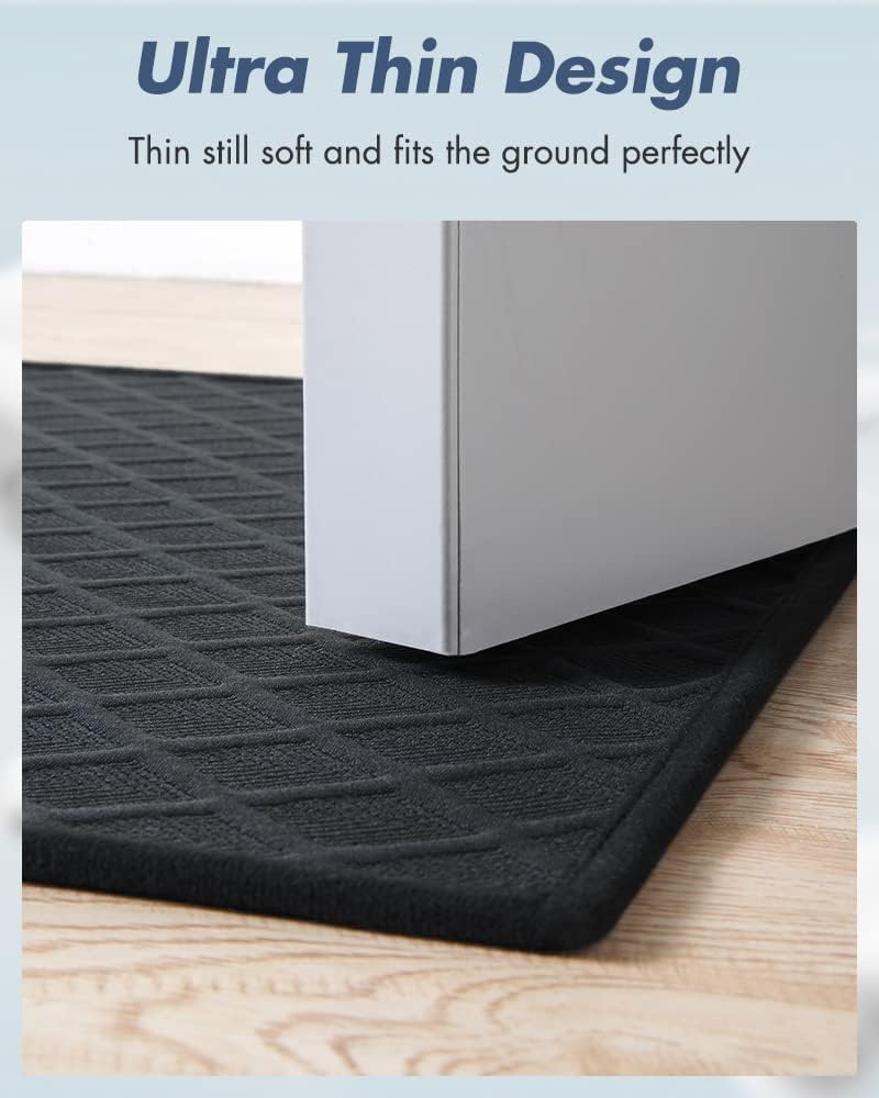 AMOAMI Ultra Thin Bathroom Rugs, Rubber Backed Bath Mats for Bathroom Non Slip, Absorbent Bathroom Mat for Floor, Shower, Sink(20"x 32", Black)
