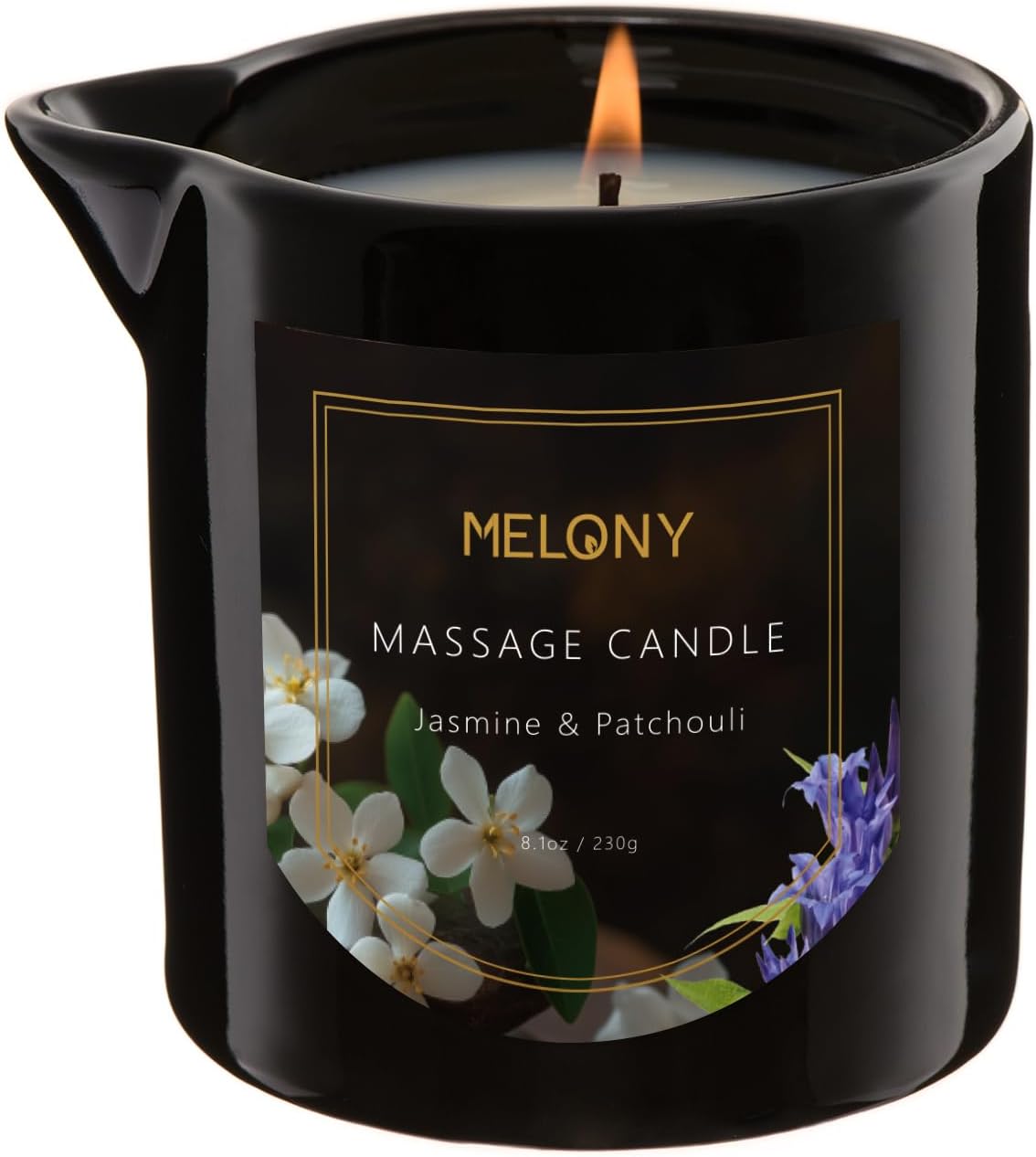 MELONY Luxury Massage Candle - Moisturising, Body Oil Candles for Muscle Relaxation, Home Spa, 8.1OZ (Jasmine & Patchouli)