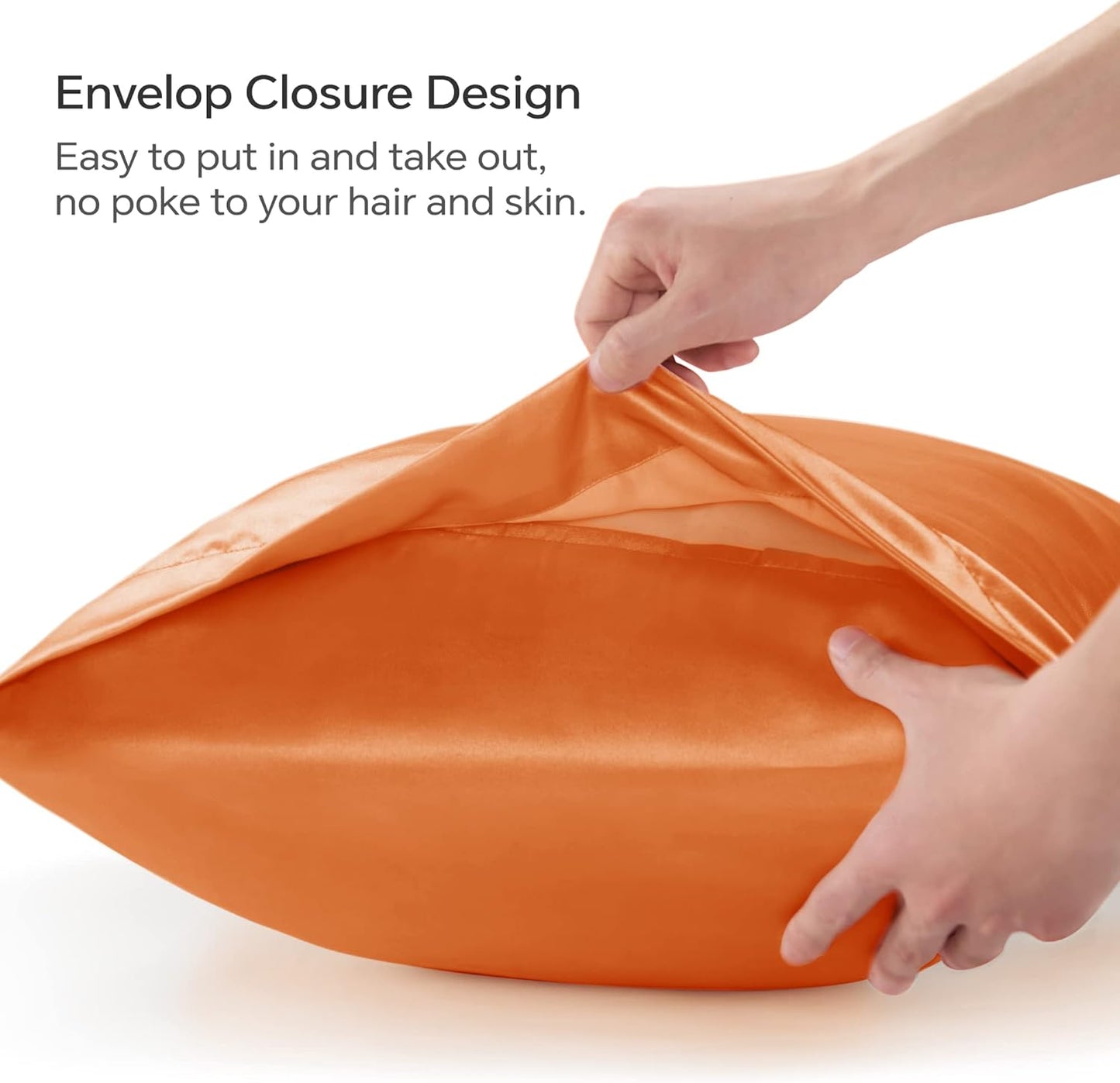 BEDELITE Satin Body Pillow Cover, Super Soft and Cooling Body Pillow Pillowcase for Hair and Skin, Breathable Silky Full Long Pillowcase Cover(20"x54", Burnt Orange)