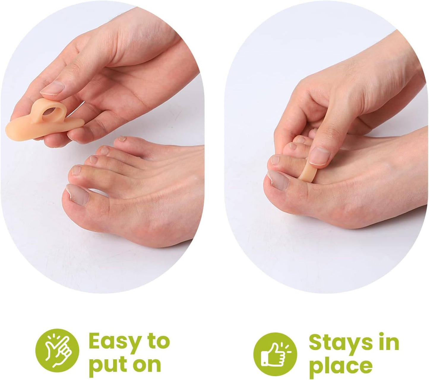 Bukihome Hammertoe Corrector Gel Toe Straighteners - 12 pcs Support Crest for Women & Men - Realign Bent, Crooked, Curled, Claw, Hammer Toes - Beige,Single Loop