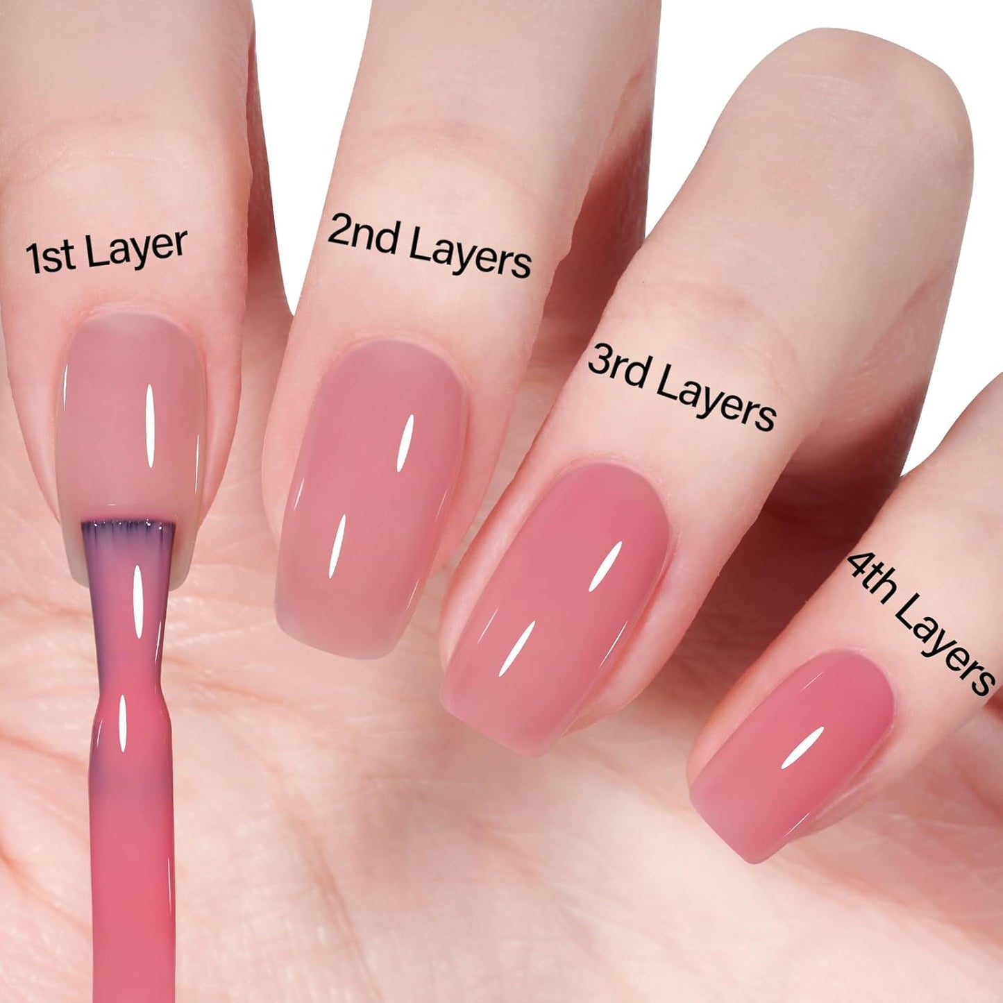 AILLSA Ruddy Pink Gel Nail Polish Romantic Flamingo Jelly Gel Polish Sheer Rose Translucent Nude Gel Polish Long Lasting Blush Red Color Soak Off U V Gel for French Manicure Nail Art at Home 0.51 Oz