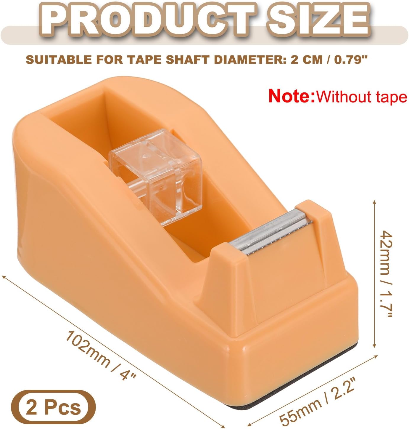PATIKIL 2pcs Tape Dispenser Desk, Small Tape Dispenser Cute Desktop Dispenser Holder for Tape Office Desktop, Orange