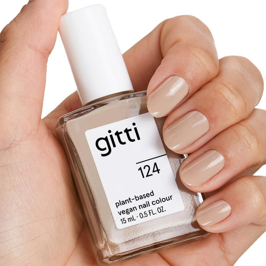 gitti Plant-based Nail Polish I Non-Toxic, 30-Free, Based On Natural Origin Ingredients, Cruelty-Free, Vegan, High Performance Colors, Glossy Finish, Shade no. 124 Silky Sand (0.5 fl oz)