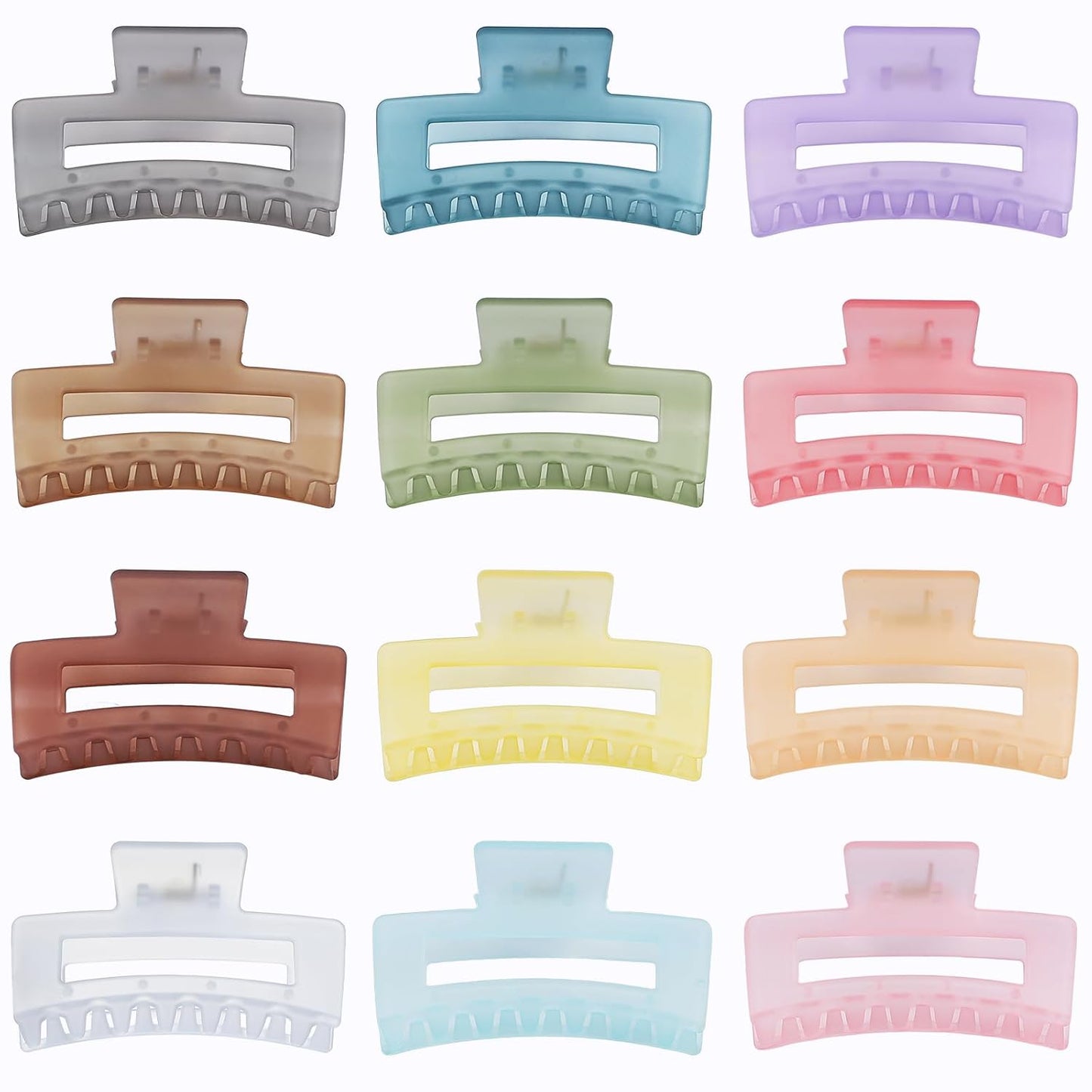 3.5 Inch Square and Rectangular Hair Clips - 12 Pcs Claw Clips for Thick and Thin Hair, Rectangle Jaw Clips in Bulk, Hair Accessories for Women and Girls - Ice Cream