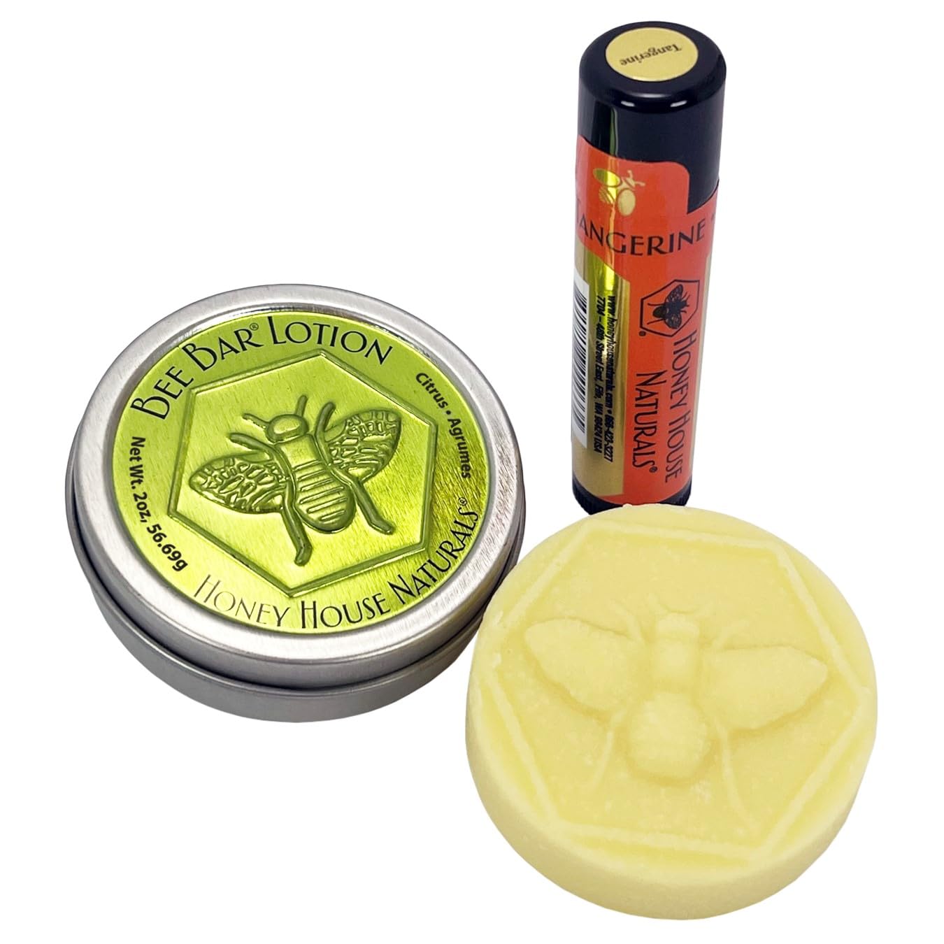 Honey House Naturals 2 Piece Gift Set, All Natural, Ultra Moisturizing Lotion Bar and Lip Butter Infused with Essential Oils, Made in USA, (Variant Name)