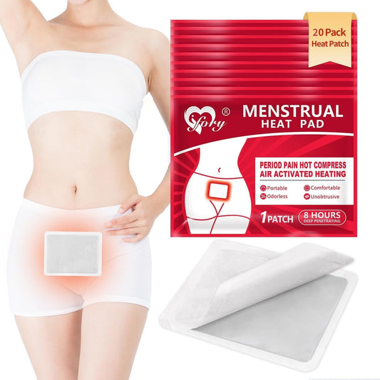 Heat Patches for Menstrual Cramp Relief, Adhesive Heating Patches for Period Cramps, Portable Instant Hot Packs, Travel Size Heat Pads on Cruise- 20 Packs