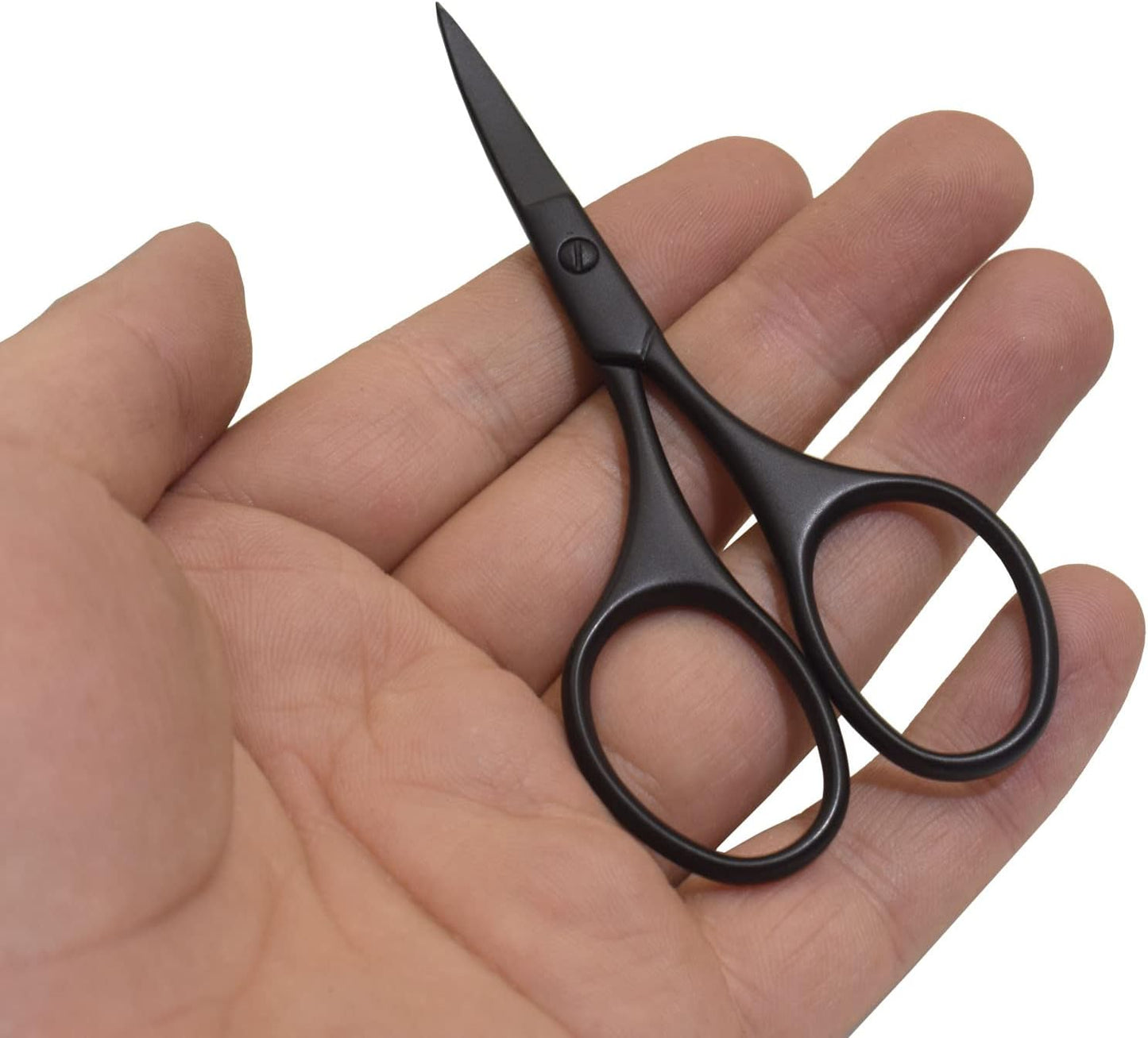 Multicolor Professional Grooming Scissors for Personal Care Facial Hair Removal and Ear Nose Eyebrow Trimming Stainless Steel Fine Straight Tip Scissors 3.9 Inch (Black Set D)