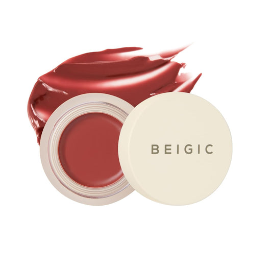 BEIGIC Flush Lip & Cheek Balm - Vegan Buildable & Blendable Multiuse Balm | Natural Flush & Glow | Glowy Blush for Cheeks | Dewy Korean Make Up Cream Blush | 03 Long Black - Muted Brick, 0.14 fl.oz