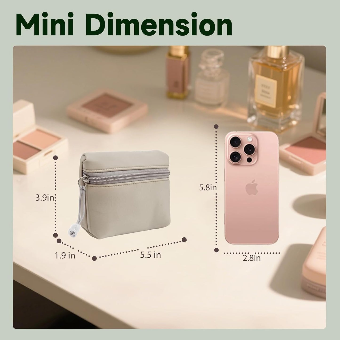 YDR Period Bag for Women, Soft Cotton Sanitary Napkin Storage Bag, Cute Cosmetic Pouch for Travel with Zipper