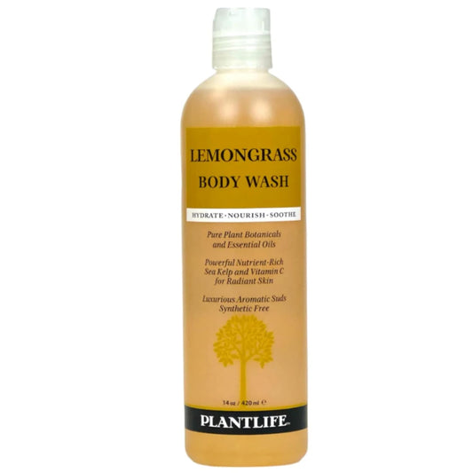 Plantlife Lemongrass Body Wash - GMO and Gluten Free Gentle and Moisturizing Body Wash That Contains Only Ingredients Straight from Nature - Manufactured in the USA 14 oz