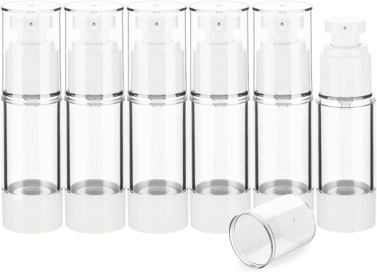 1OZ/30ML Clear Airless Pump Bottles, Lotion Dispenser Travel with Pump, Vacuum Plastic Travel Size Lotion Bottle for Foundation, Creams, Cosmetic(6 Pack)