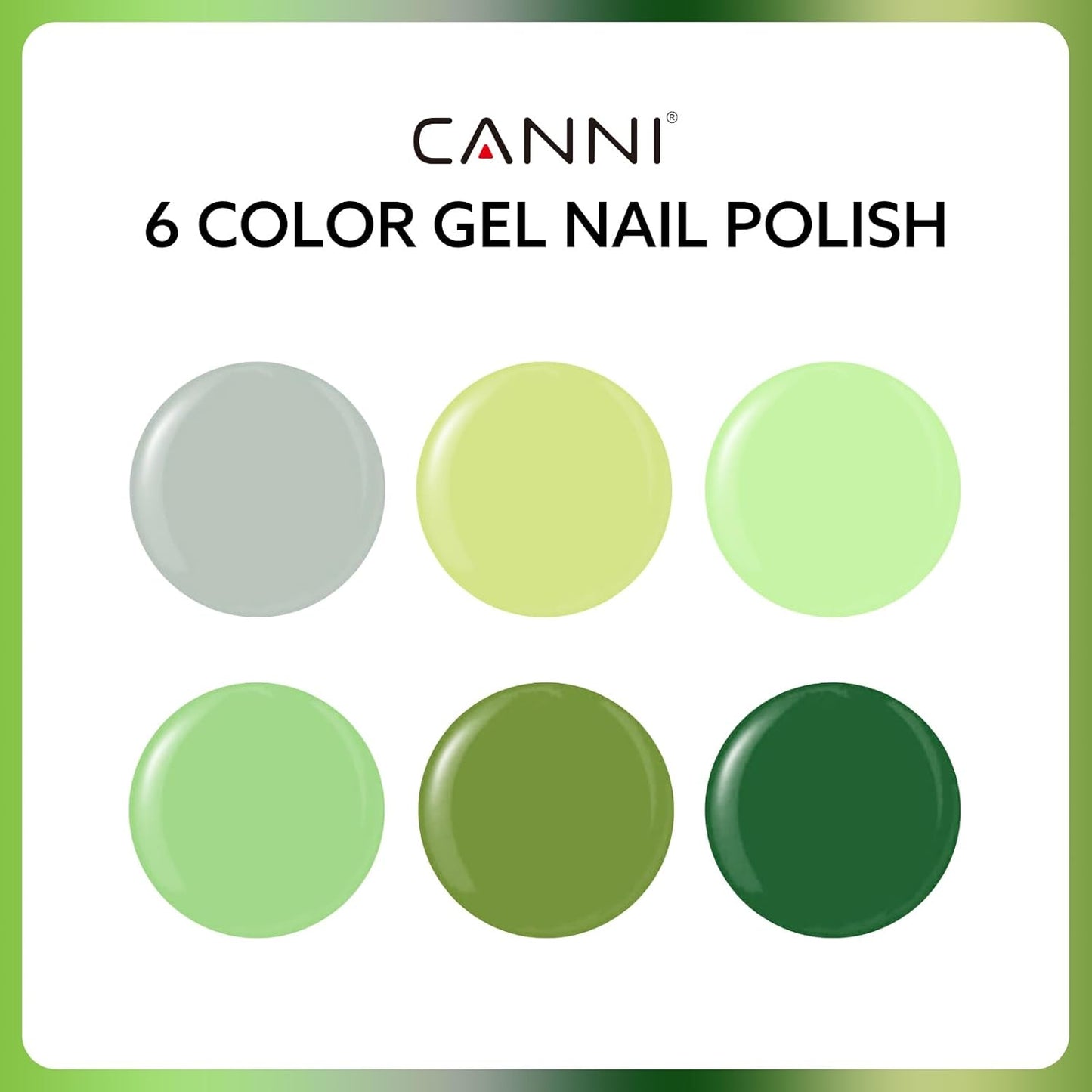 CANNI 6Pcs 9ml Emerald Green Gel Nail Polish Set- Dark Sage Forest Green Gel Polish Kit Lime Olive Forest Colors DIY at Home Salon Christmas New Year's Gifts for Girls