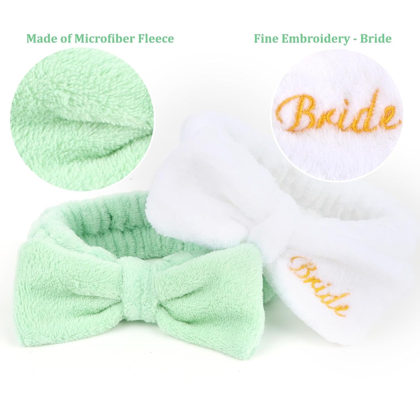 CIEHER 8 Pack White & Green Spa Headband for Bachelorette Party Favors, Bachelorette Party Spa Headband for Bride Bridesmaid, Bachelorette Gifts for Bride Skincare Makeup Headbands Face Wash Headbands