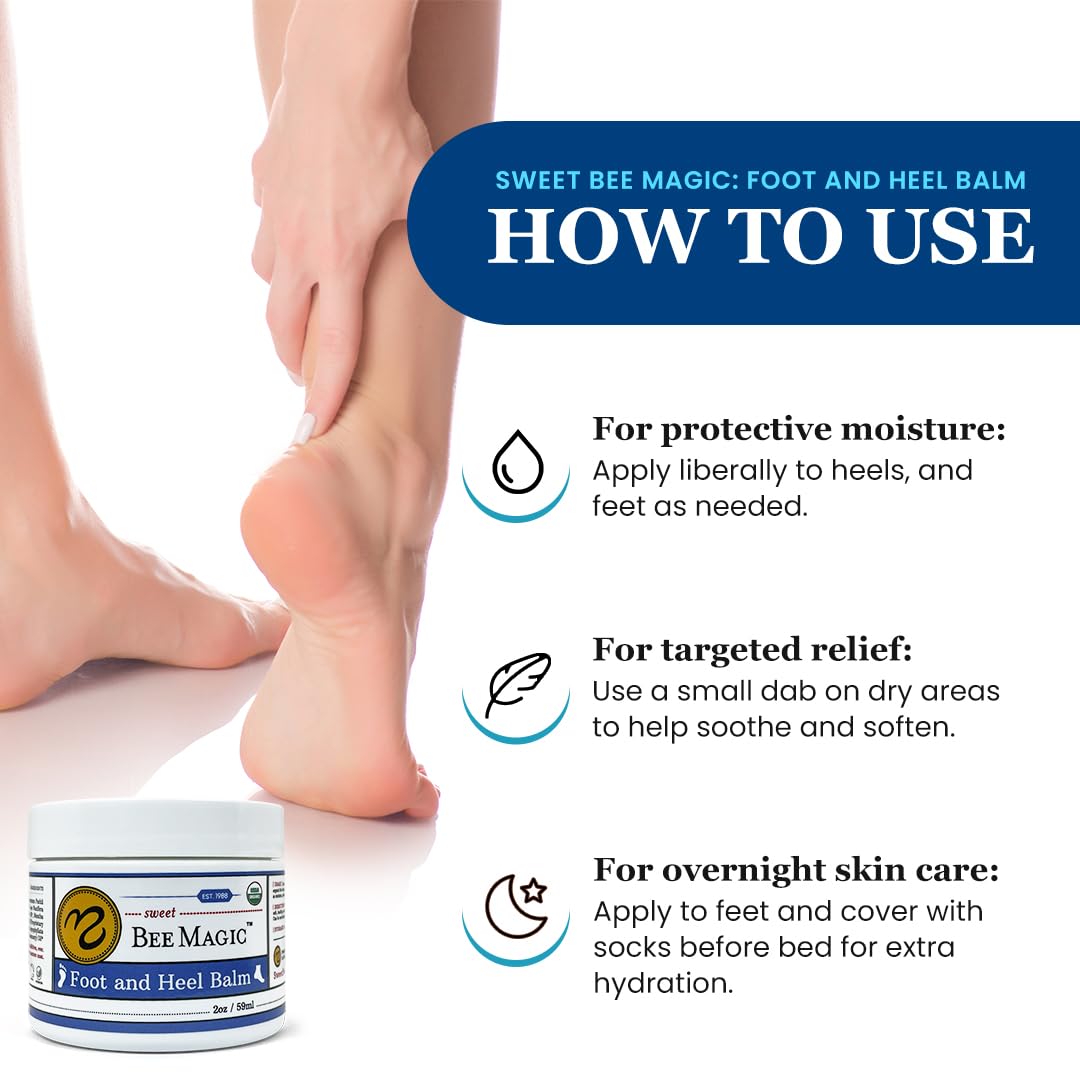 Sweet Bee Naturals Organic All Natural Foot and Heel Balm 2 OZ Jar. For Dry and Cracked Feet Repair. Organic Salve Moisturizer for Heel Care & Callus Treatment. Made in USA. 1 Jar (2 OZ)