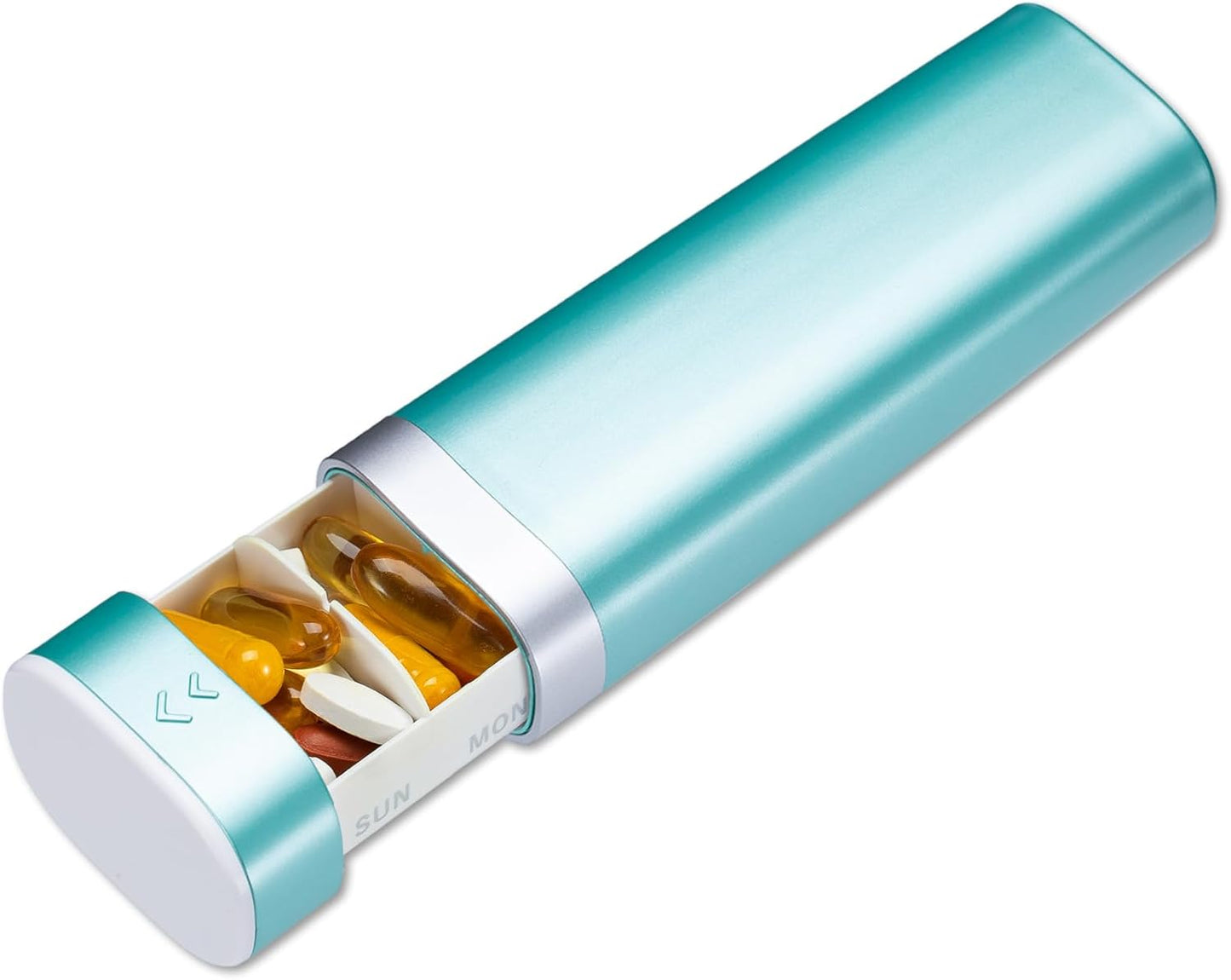 Weekly Pill Organizer 7 Day, Daily Pill Box, Travel Pill Case, Cute Pill Holder to Hold Vitamins, Medicines, Supplements, Pills Organizer (Green)