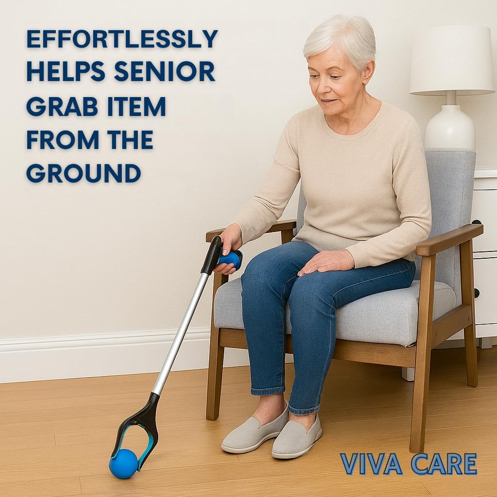 VIVA CARE Grabber Reacher Pickup Tool – Foldable, Lightweight, an Arm Extension for Seniors and Injured [Blue]