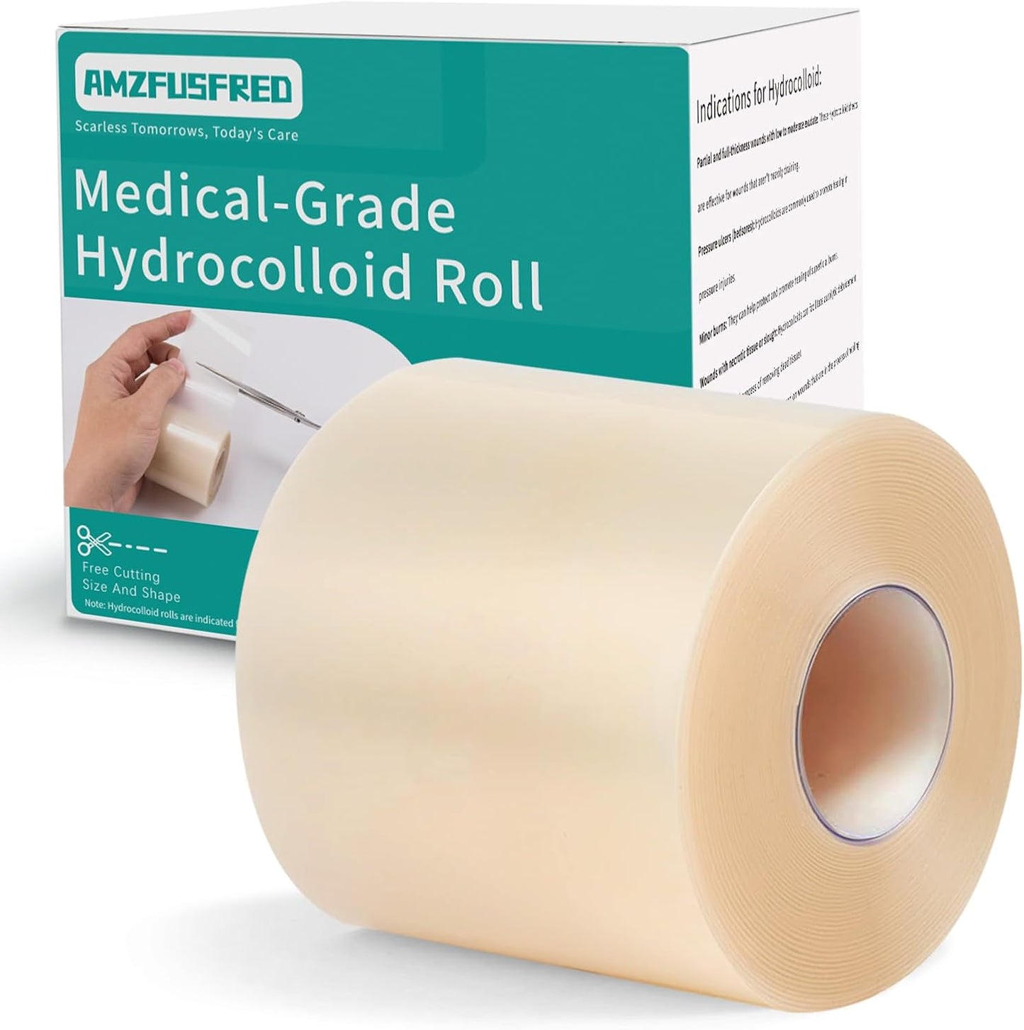 Upadated Hydrocolloid Bandages,2in*12ft Hydrocolloid Roll for Wound Care,Medical-Grade Hydrocolloid Patch Bandages with Self-Adhesive, Flexible & Waterproof DIY Size & Shape
