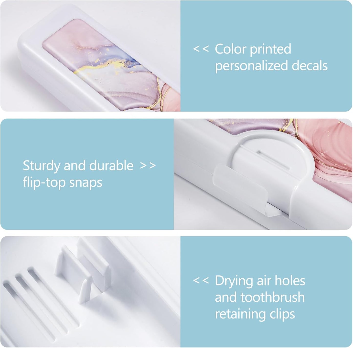 2 Pcs Toothbrush Travel Case - Colorful Pattern, Holder and Covers for Toothbrushes, Includes Tongue Scraper Case