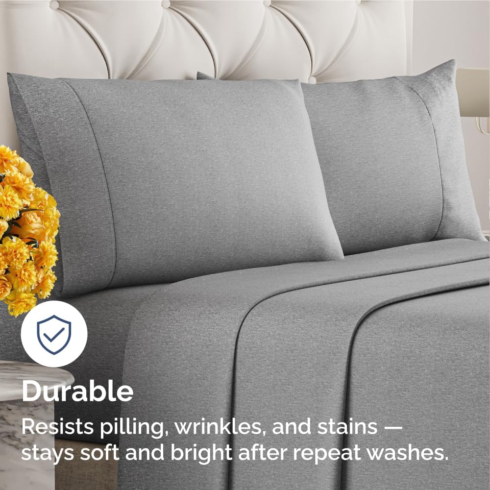 King Pillow Cases Set of 6 - Ultra Soft Hotel Quality Pillowcase Covers - Comfy & Wrinkle Free - Shrink, Stain and Fade Resistant - Machine Washable Pillow Protectors - 6 Piece Set - Heathered Grey