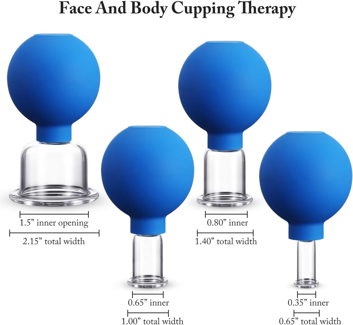 4 Pieces Glass Cupping Set Glass Silicone Cupping Cups Massage Vacuum Suction Cupping Cups for Body Face Leg Arm Back Shoulder Muscle and Joint Pain (Blue)