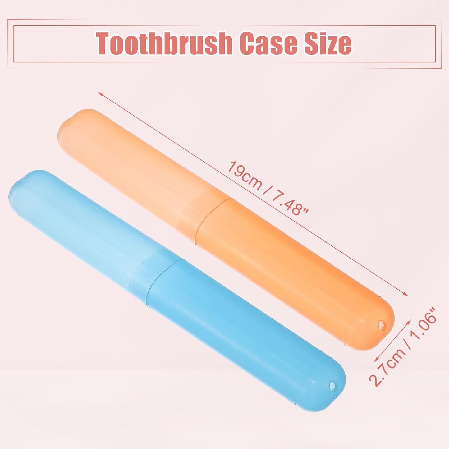 VOCOSTE 2 Pcs, Toothbrush Travel Case, Plastic, Lightweight Traveling Toothbrush Holders Case, for Travel Business, Blue Orange, 7.48"x1.06"
